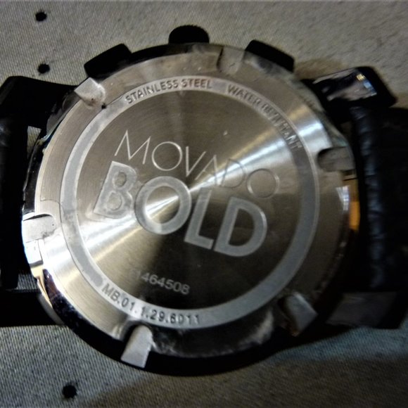 Movado Bold 4 Dial Chronograph with Leather Band Swiss Made & Quartz Works - Picture 3 of 4